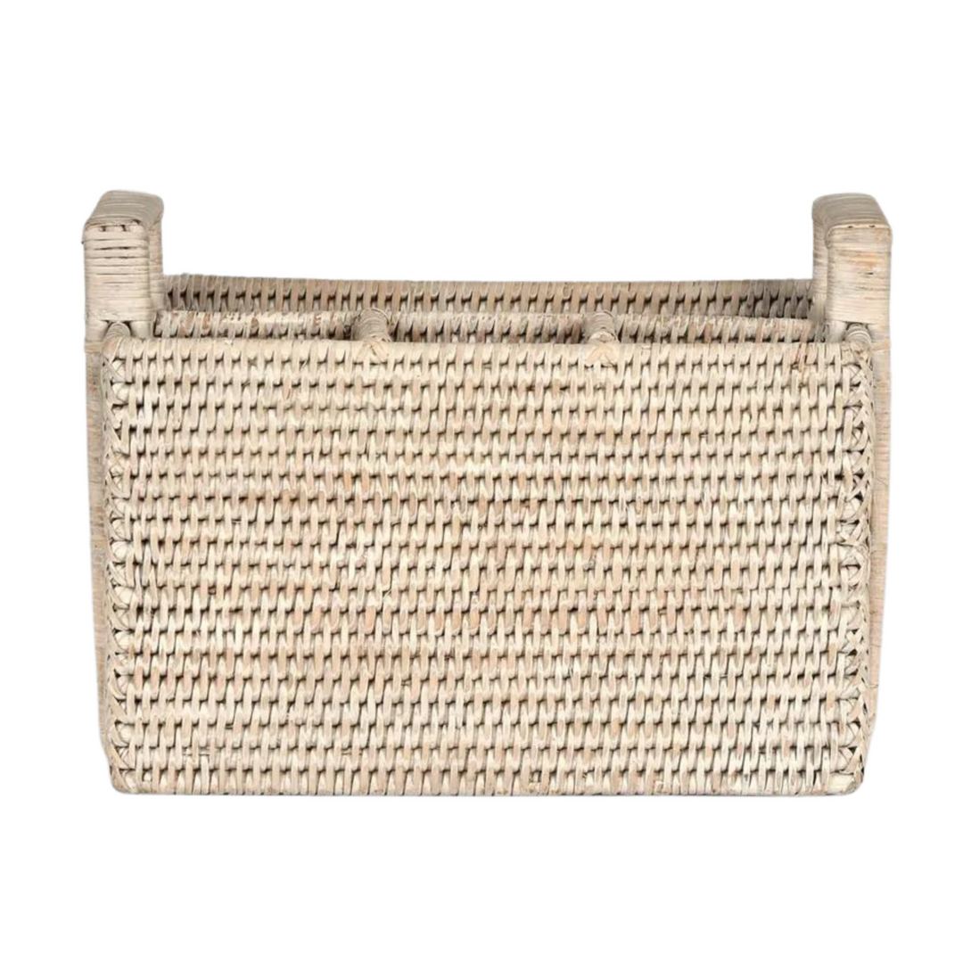 Paume Rattan Cutlery Caddy White Wash