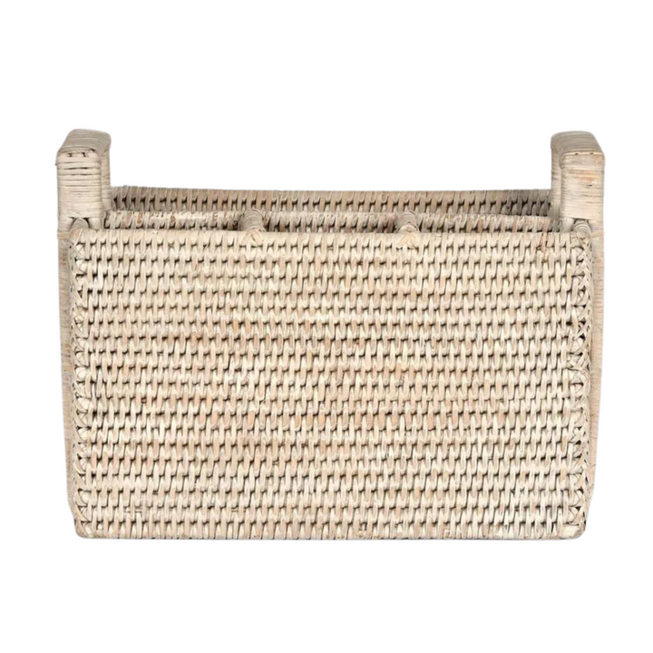 Paume Rattan Cutlery Caddy White Wash