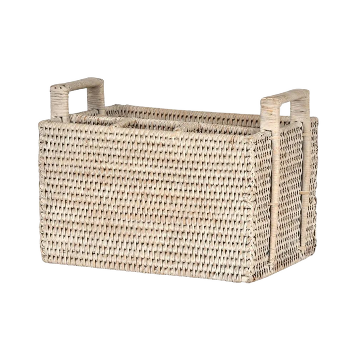 Paume Rattan Cutlery Caddy White Wash