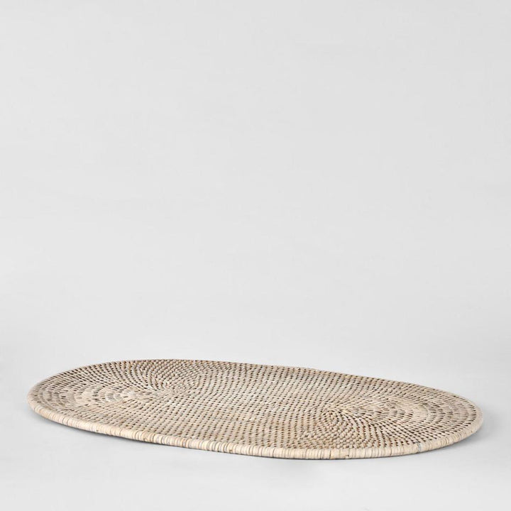 Paume Rattan Oval Placemat White Wash