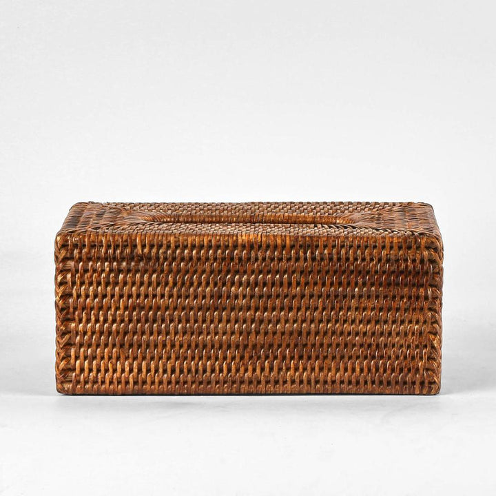Paume Rattan Rectangle Tissue Box Antique Brown