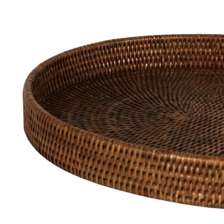 Paume Rattan Oval Tray Antique Brown