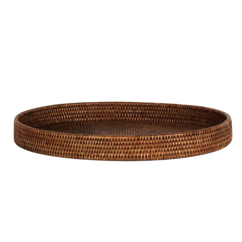 Paume Rattan Oval Tray Antique Brown