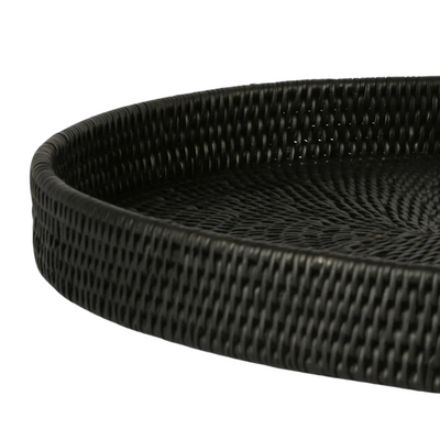 Paume Rattan Oval Tray Black