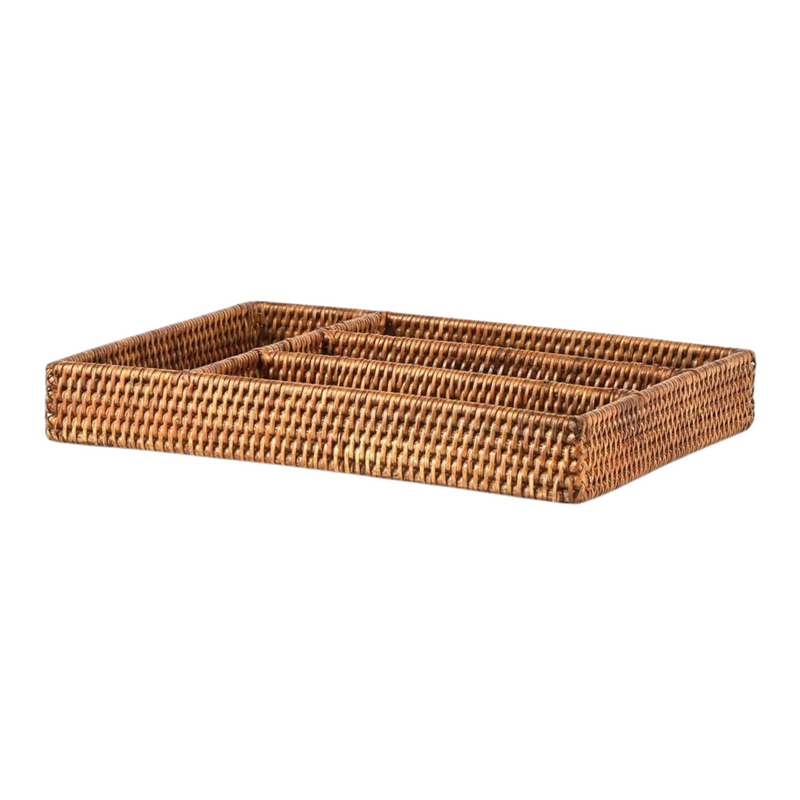 Paume Rattan Cutlery Tray Antique Brown