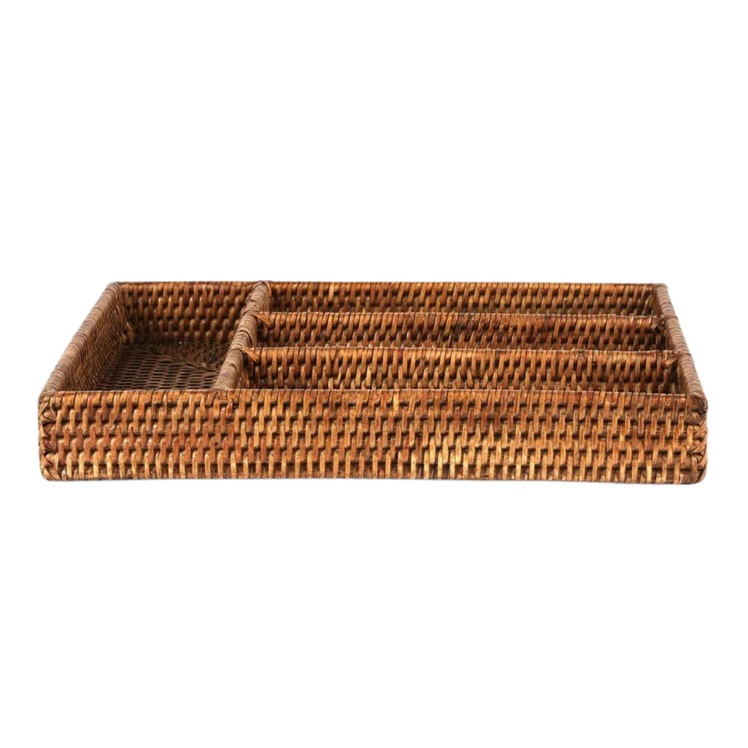 Paume Rattan Cutlery Tray Antique Brown