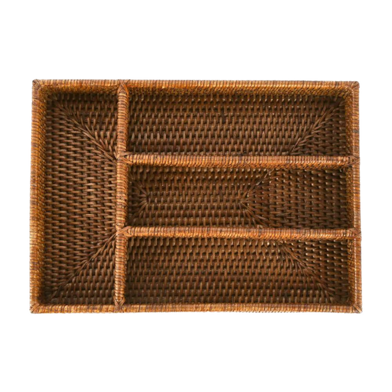 Paume Rattan Cutlery Tray Antique Brown