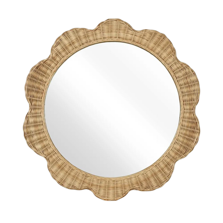 Belle Rattan Scallop Round Mirror