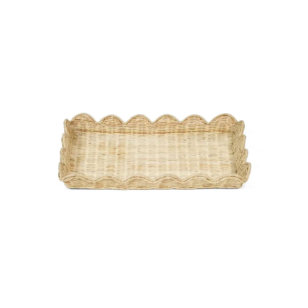 Belle Rattan Scallop Large Tray