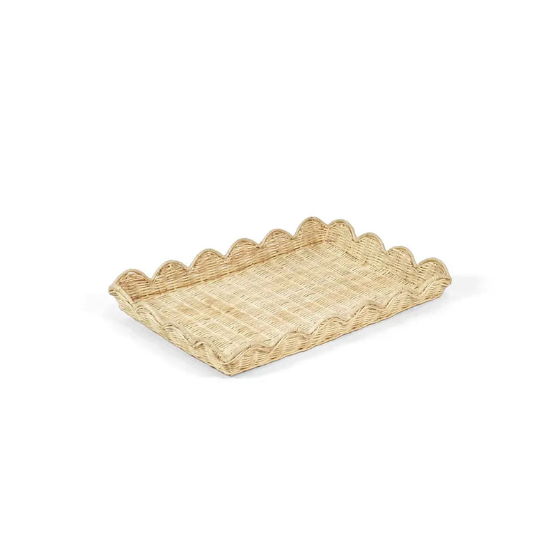Belle Rattan Scallop Large Tray