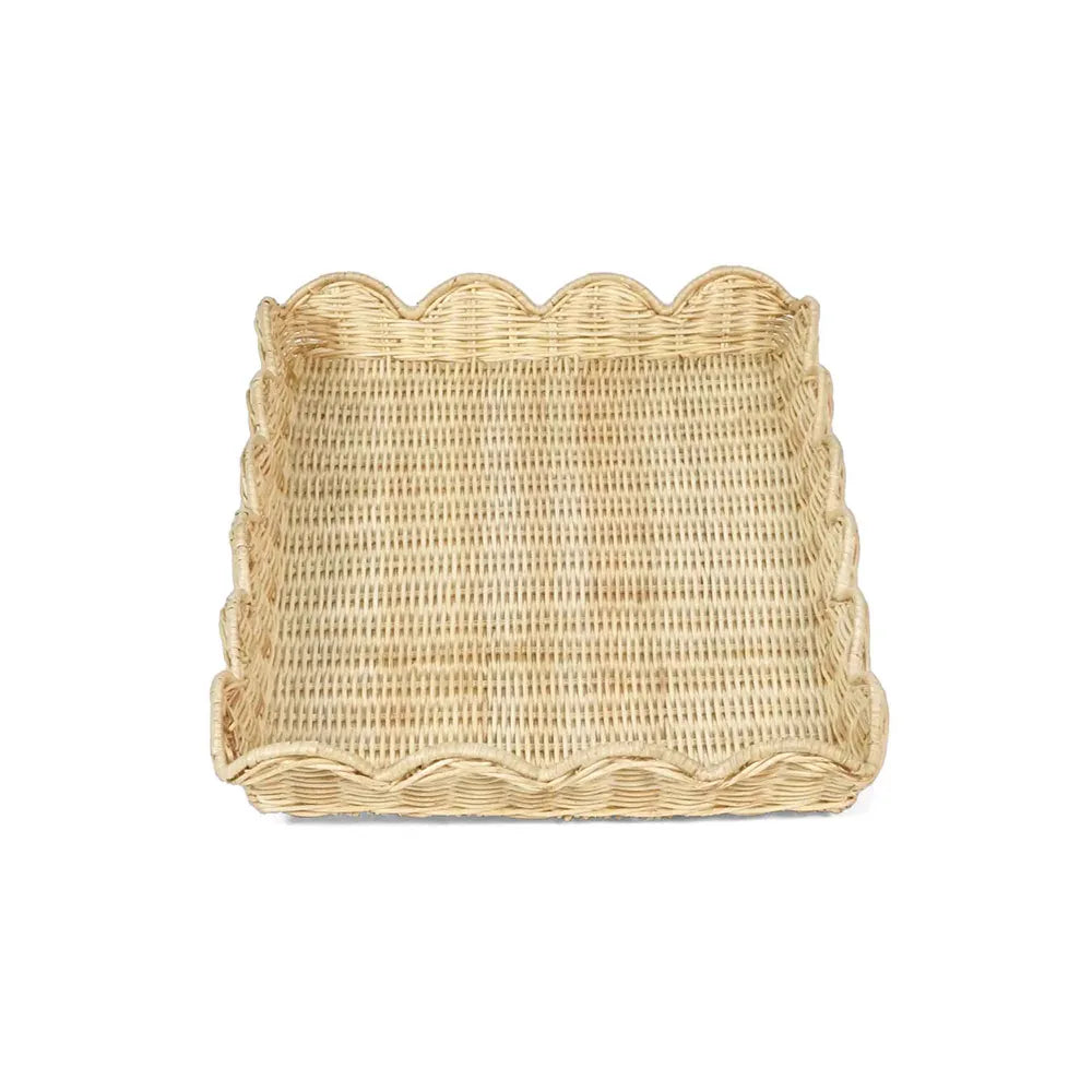 Belle Rattan Scallop Large Tray