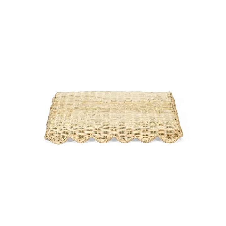 Belle Rattan Scallop Large Tray