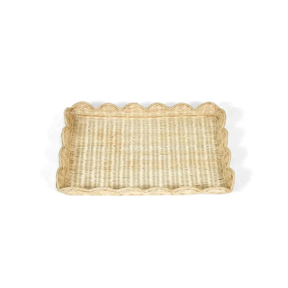 Belle Rattan Scallop Large Tray