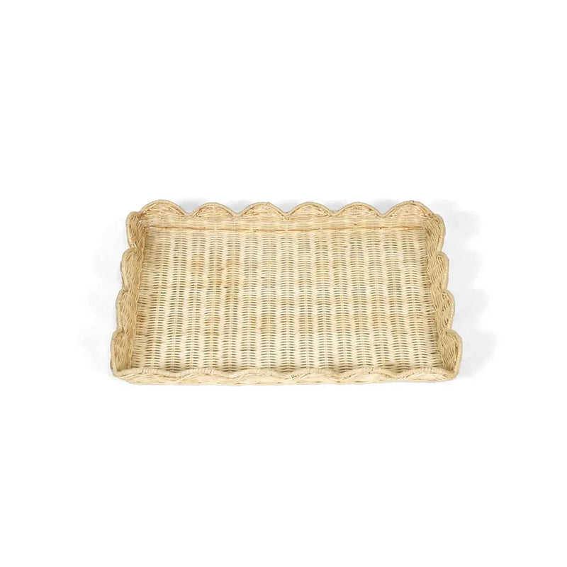 Belle Rattan Scallop Large Tray