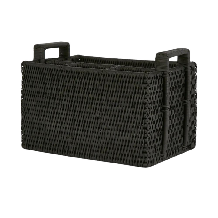 Paume Rattan Cutlery Caddy Black