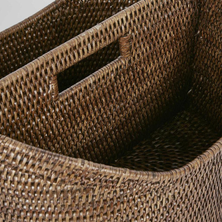 Paume Rattan Magazine Holder Antique Brown
