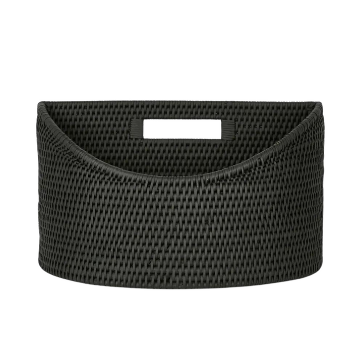 Paume Rattan Magazine Holder  Black