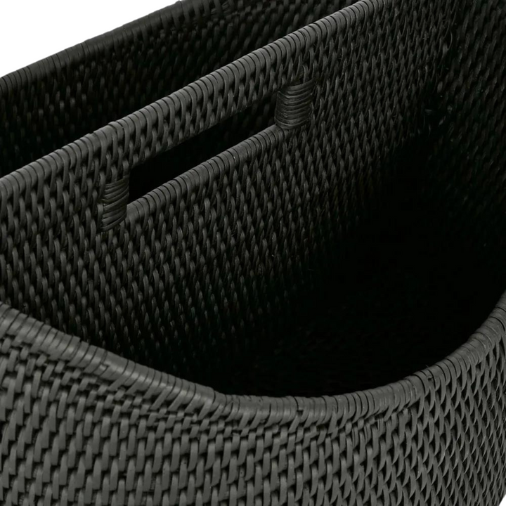 Paume Rattan Magazine Holder  Black