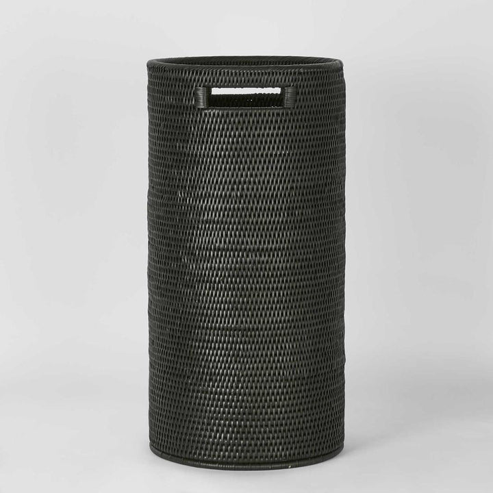 Paume Rattan Tall Basket Black