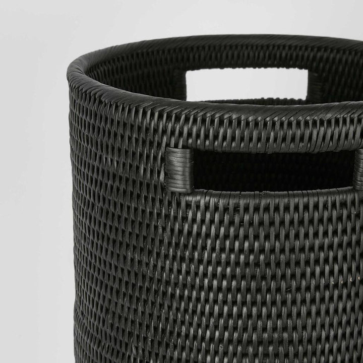 Paume Rattan Tall Basket Black