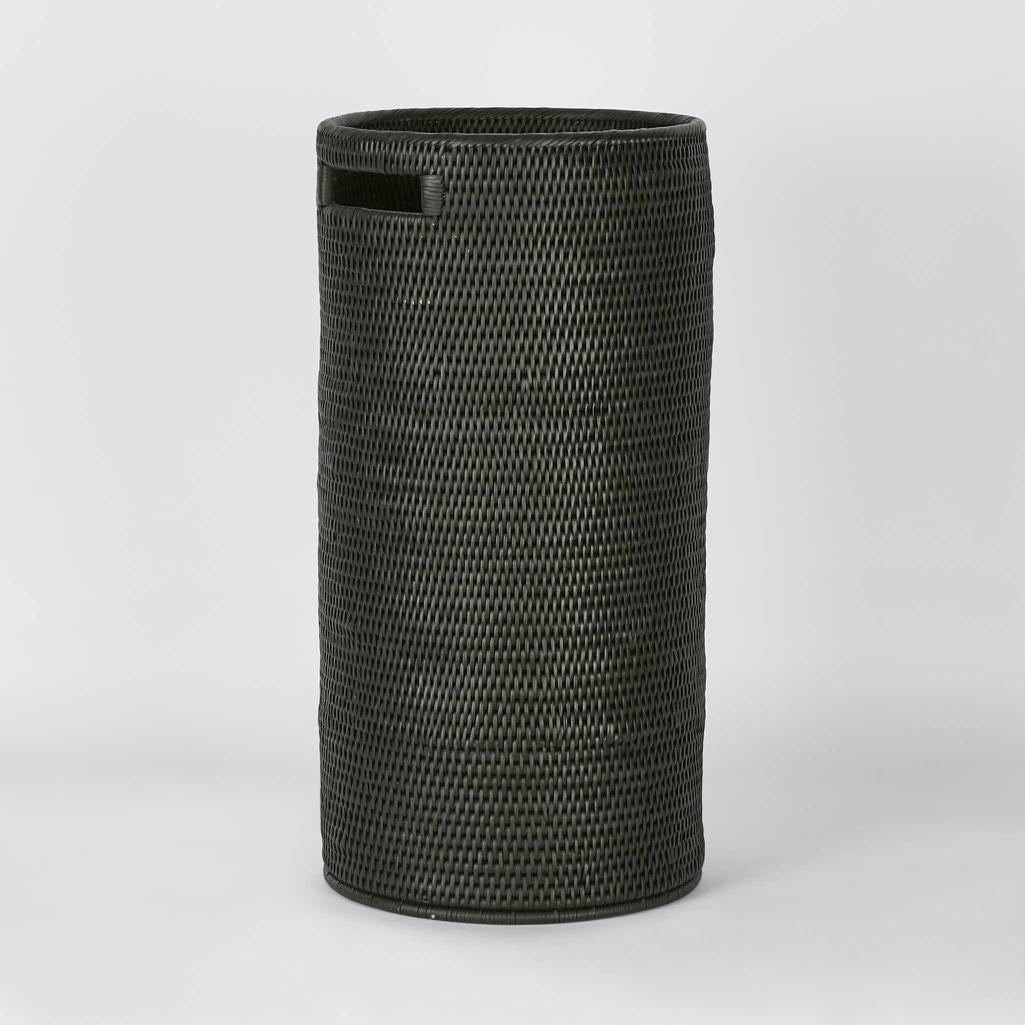 Paume Rattan Tall Basket Black