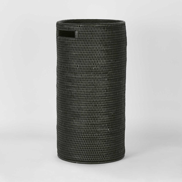 Paume Rattan Tall Basket Black