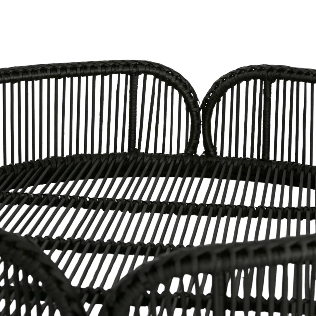 Luca  Rattan Round Tray Set 2 Antique Black