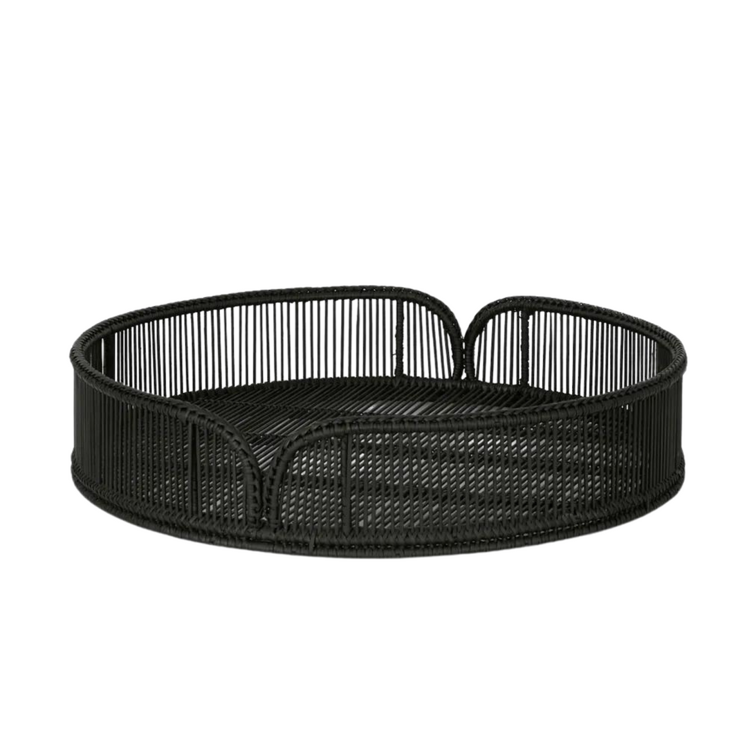 Luca  Rattan Round Tray Set 2 Antique Black