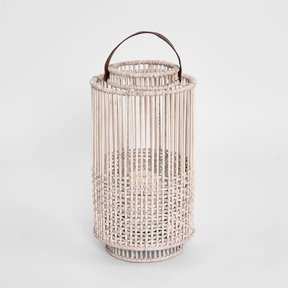 Kyra Rattan Lantern Large White Wash