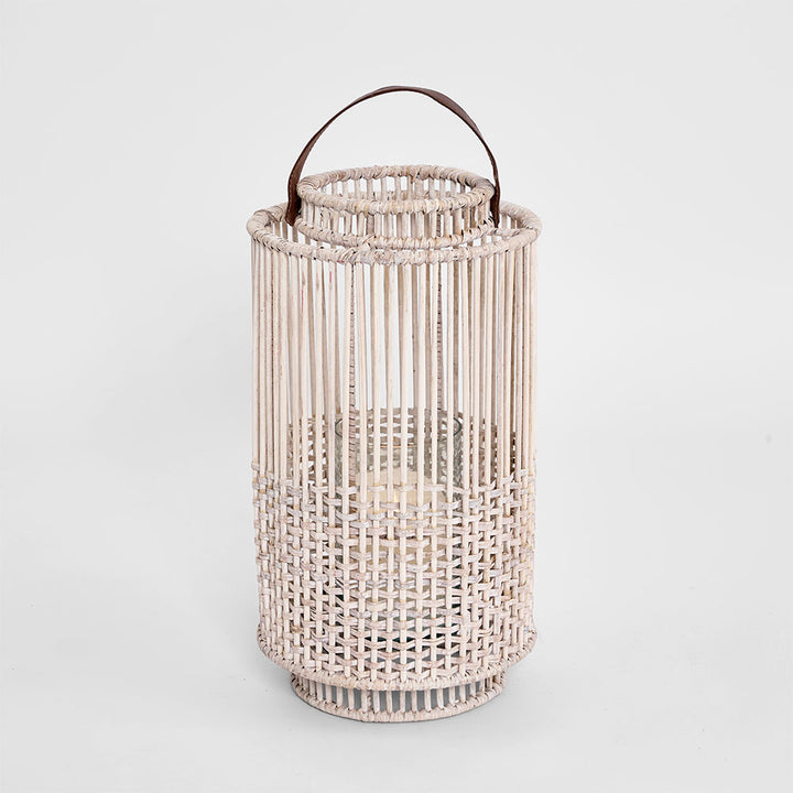 Kyra Rattan Lantern Large White Wash