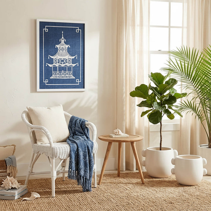 Pagoda Blue and White Wall Art B