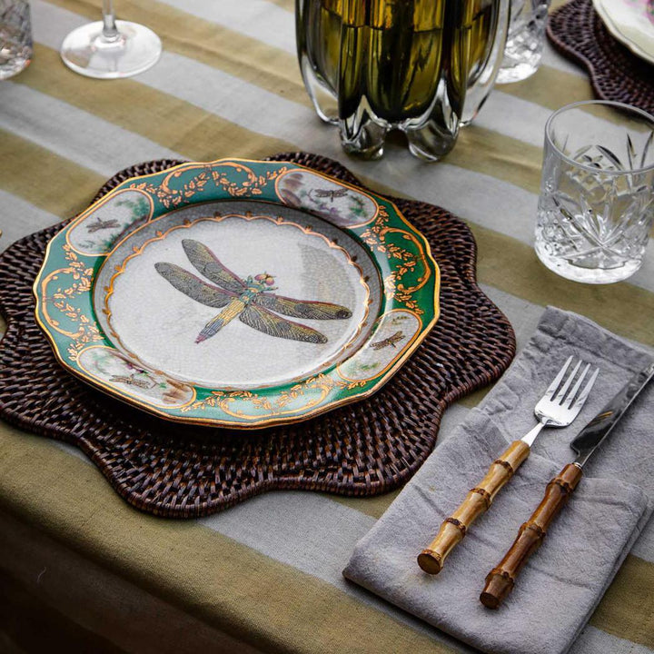 Paume Scallop Rattan Placemat Antique Brown