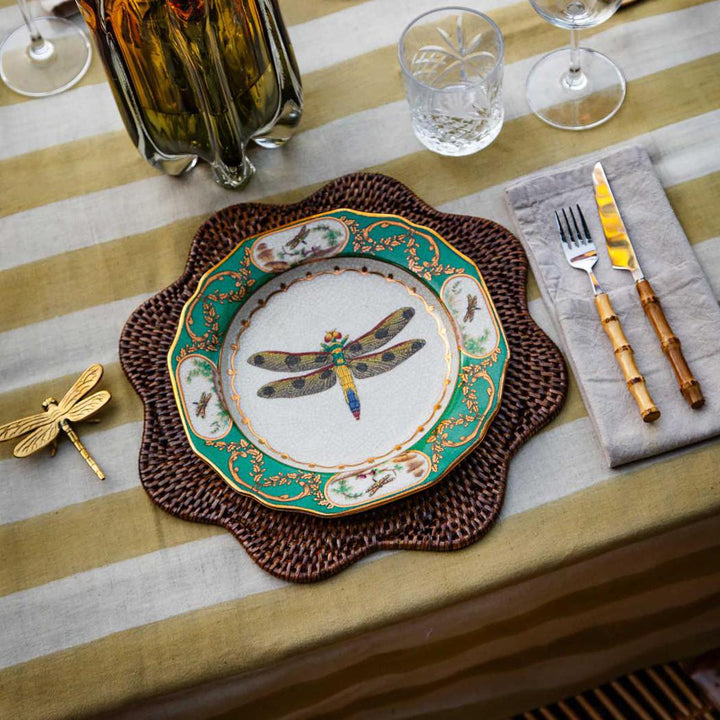 Paume Scallop Rattan Placemat Antique Brown