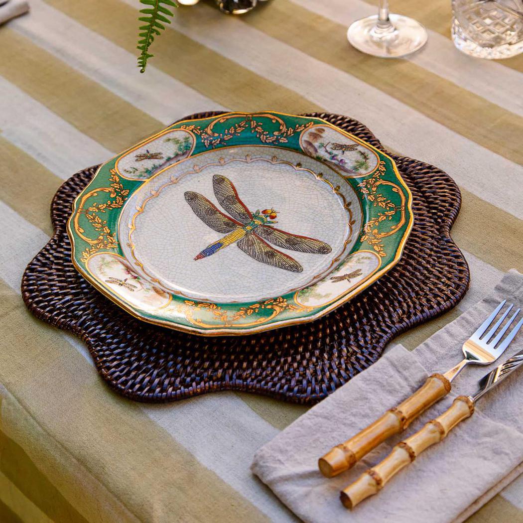 Paume Scallop Rattan Placemat Antique Brown