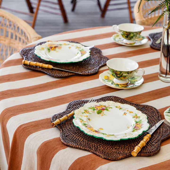 Paume Scallop Rattan Placemat Antique Brown