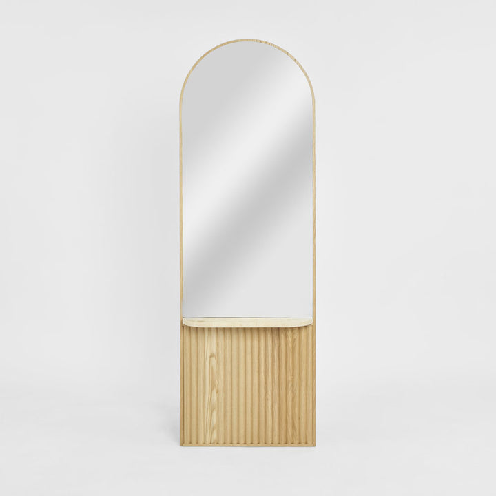 Petra Arched Mirror with Marble Shelf Natural