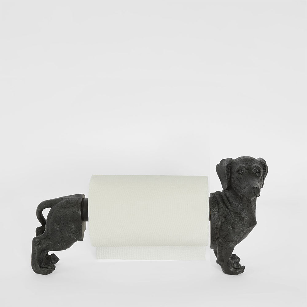 Coco Dachshund  Paper Towel Holder Black