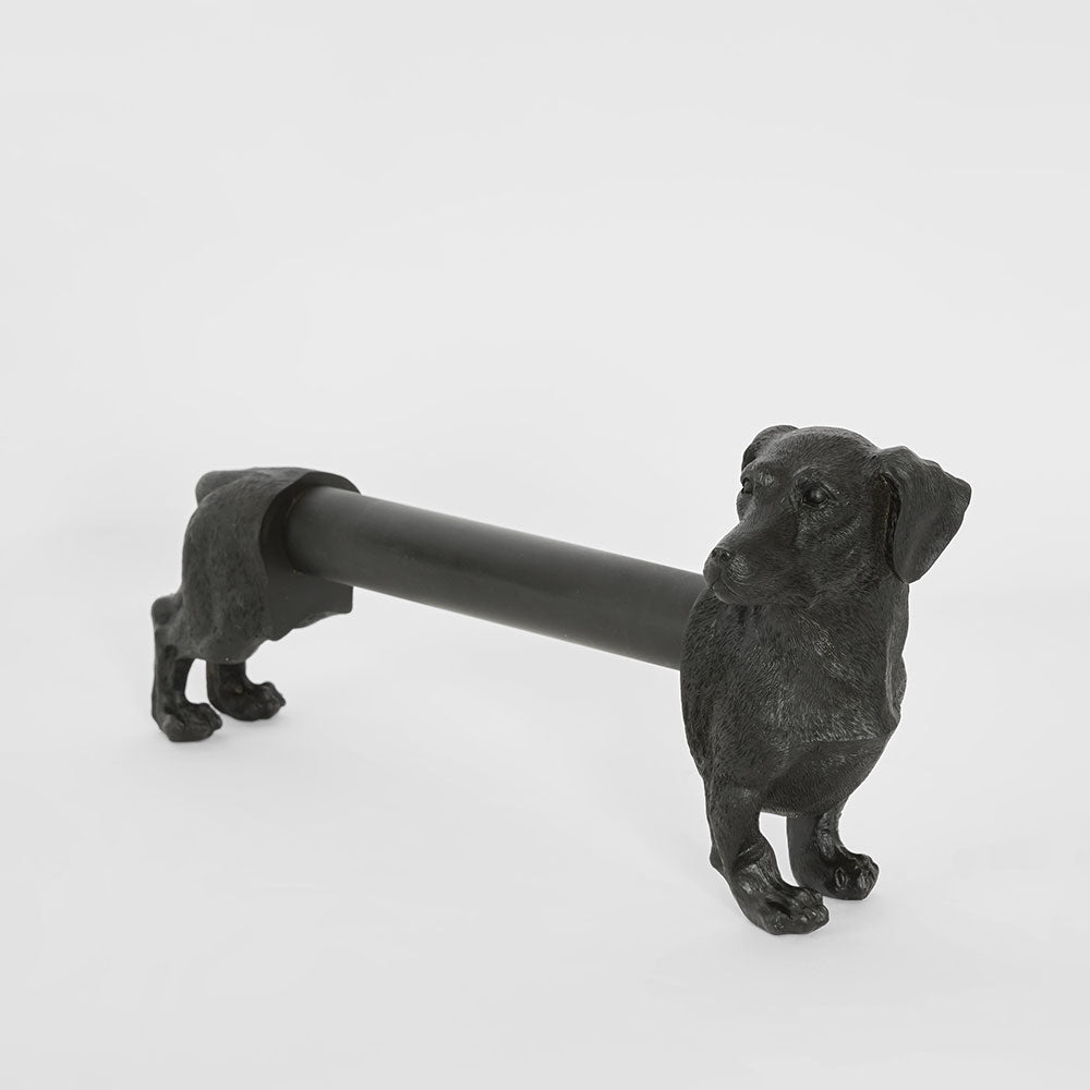 Coco Dachshund  Paper Towel Holder Black