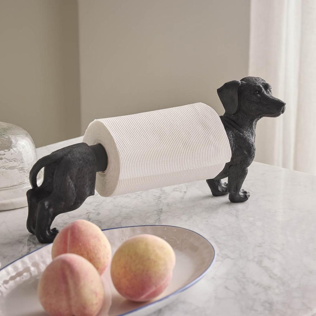 Coco Dachshund  Paper Towel Holder Black