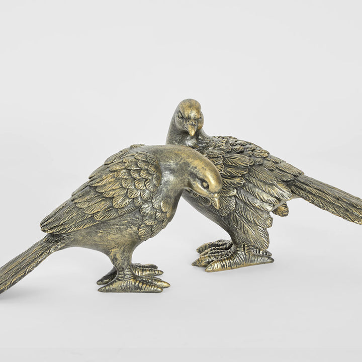 Dove Lovebirds Set of 2 Sculptures Antique