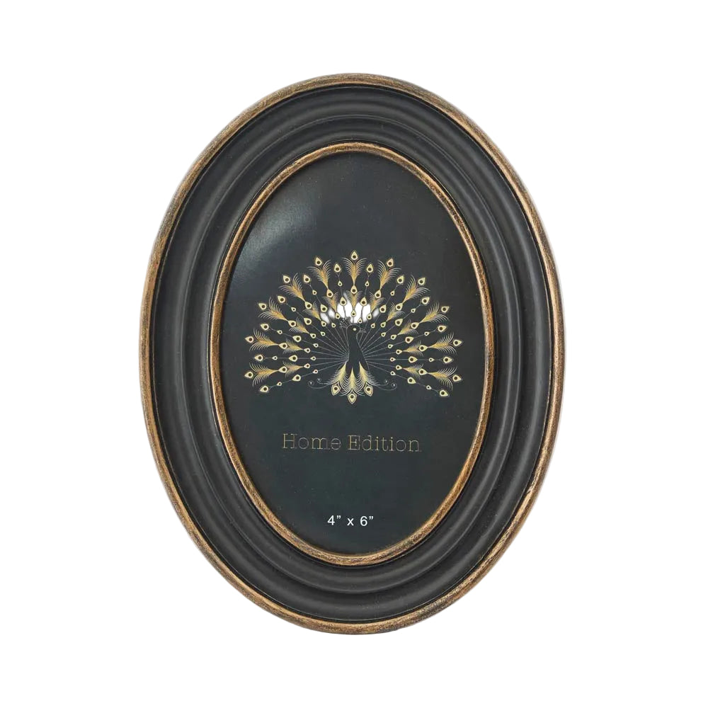 Vera Oval Photo Frame 4 x 6 Black & Gold