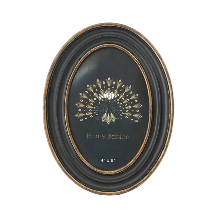 Vera Oval Photo Frame 4 x 6 Black & Gold