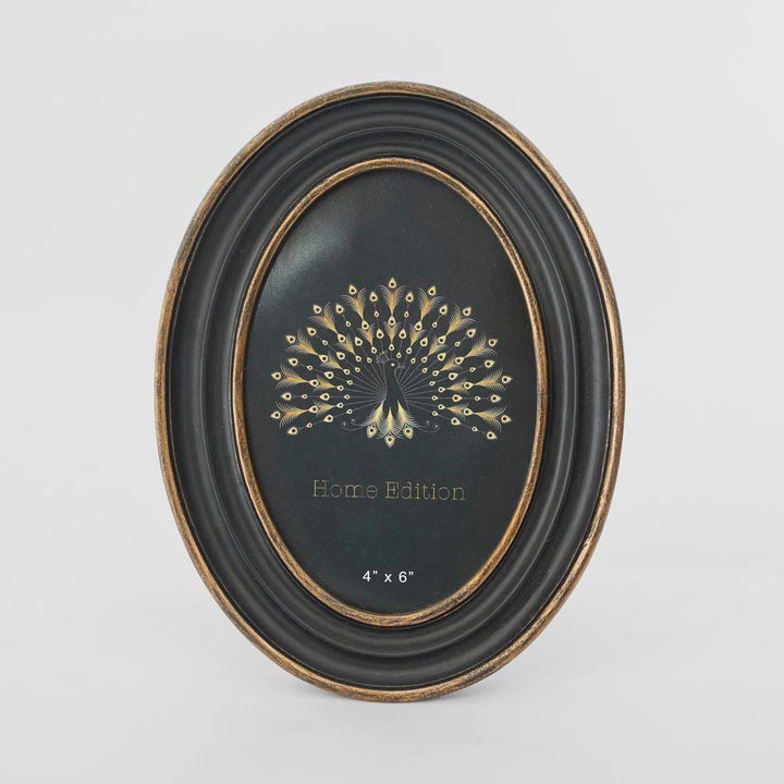 Vera Oval Photo Frame 4 x 6 Black & Gold