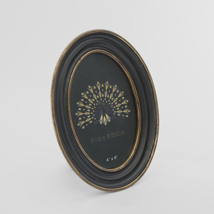 Vera Oval Photo Frame 4 x 6 Black & Gold