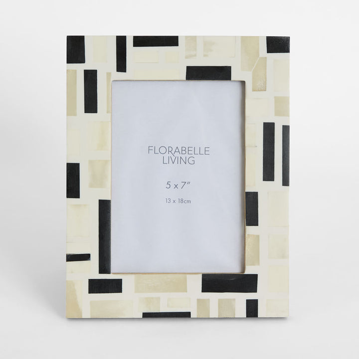 Cubo Bone Inlay 5 x 7" Photo Frame White & Black