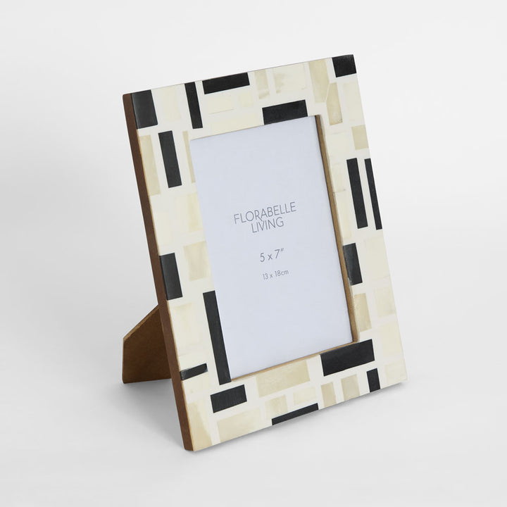 Cubo Bone Inlay 5 x 7" Photo Frame White & Black