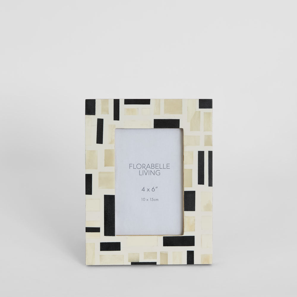 Cubo Bone Inlay 4 x 6" Photo Frame White & Black