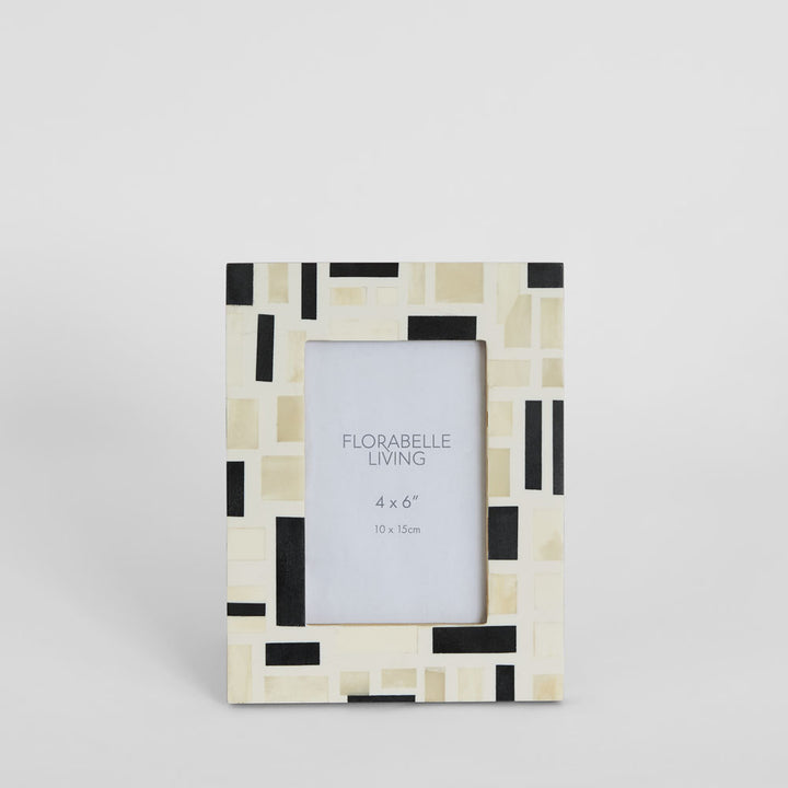 Cubo Bone Inlay 4 x 6" Photo Frame White & Black