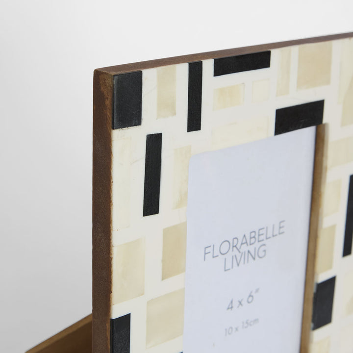 Cubo Bone Inlay 4 x 6" Photo Frame White & Black