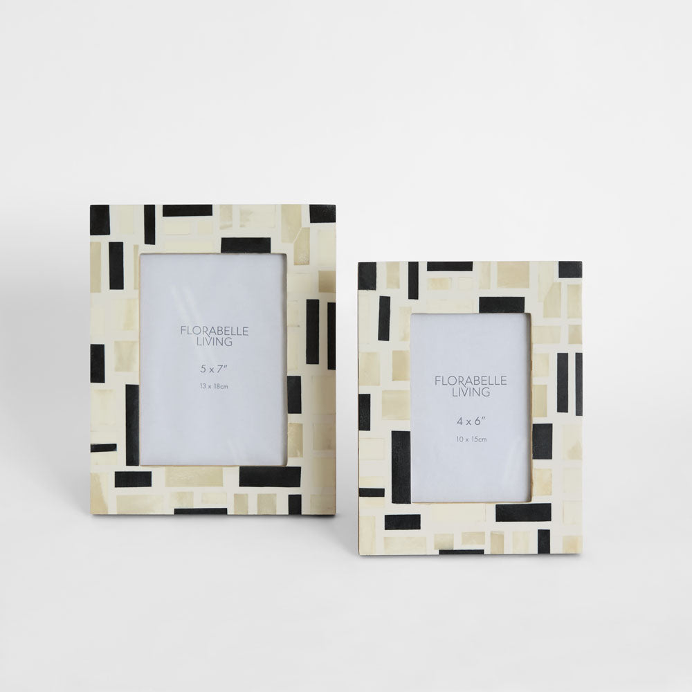 Cubo Bone Inlay 4 x 6" Photo Frame White & Black
